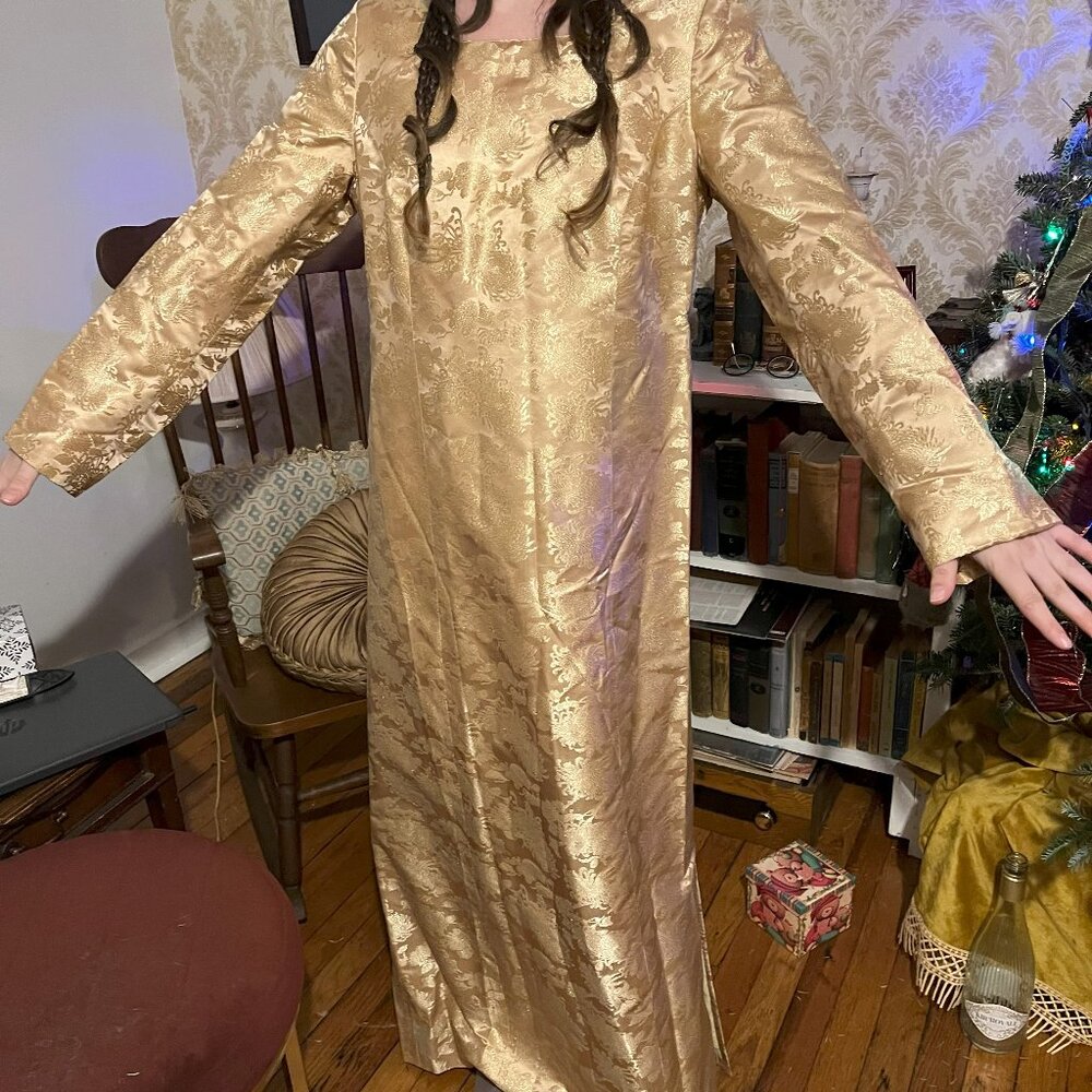 Gold brocade sheath dress